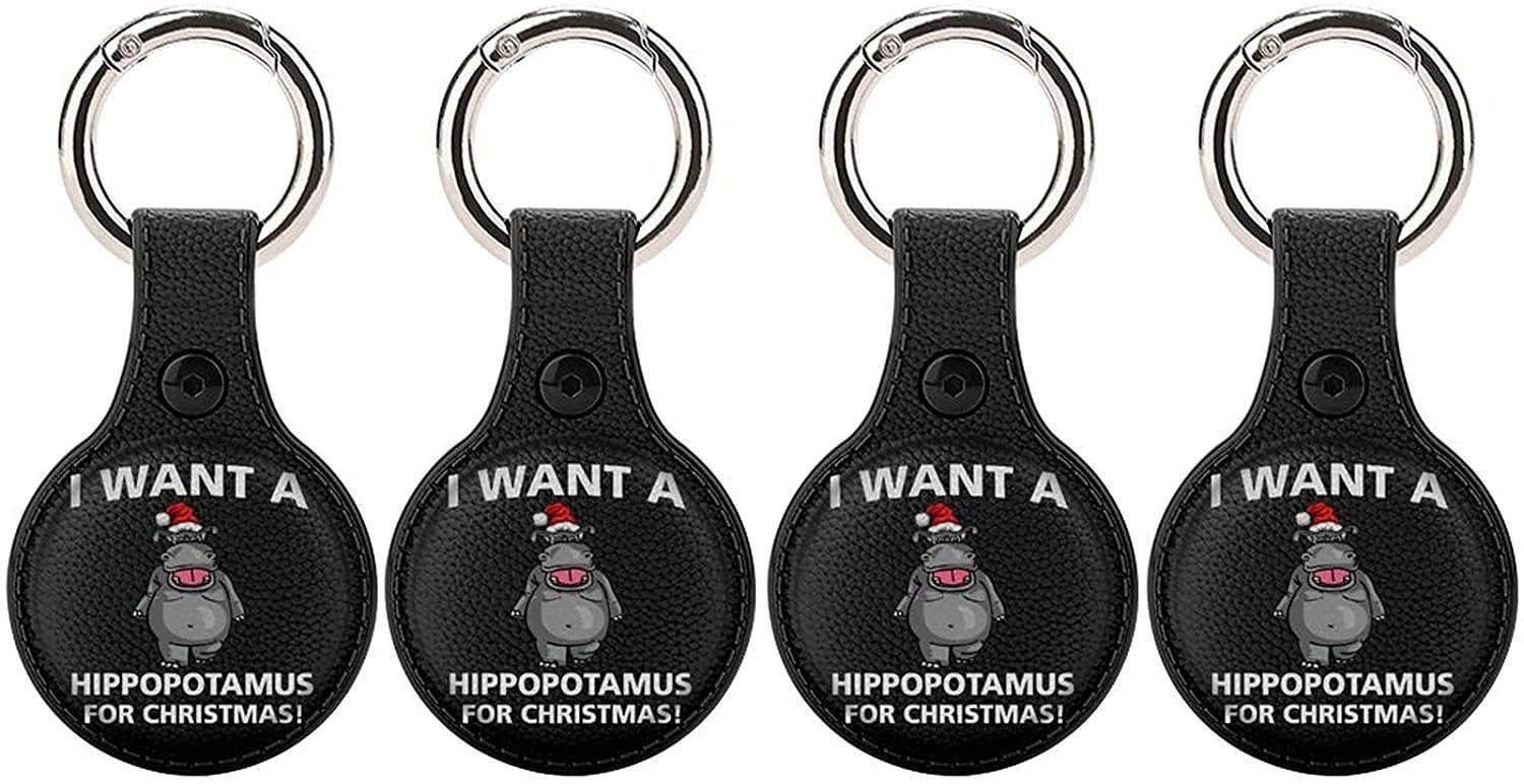 I Want A Hippopotamus for Christmas2 Protective Case for AirTag, Anti-Scratch Protective Skin Cover with Keychain, Compatible with AirTags 4PCS