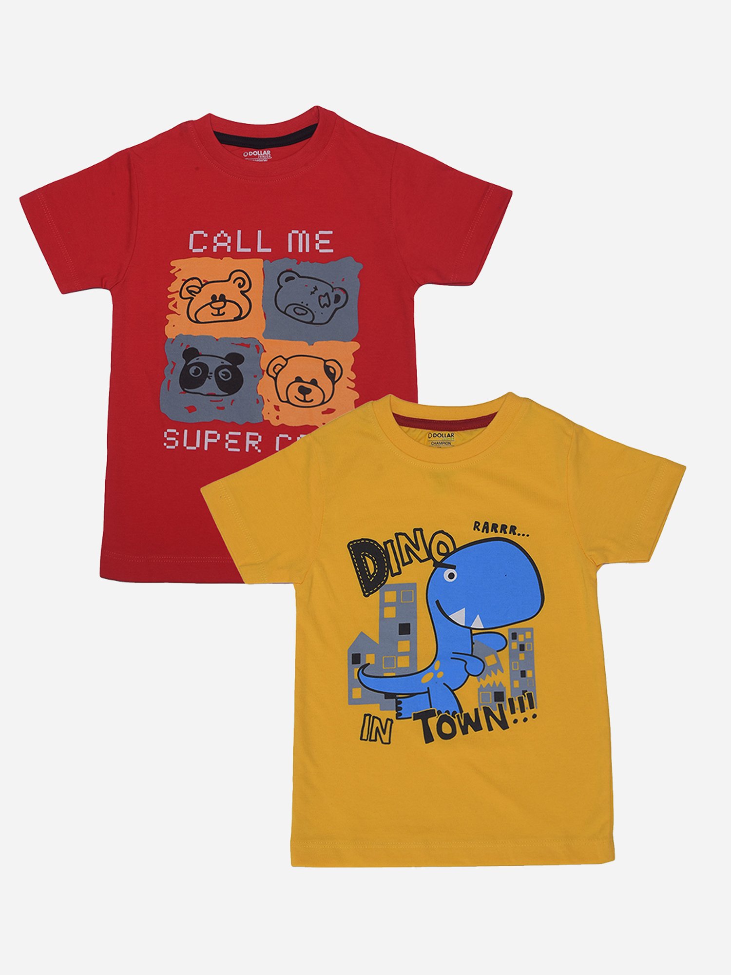 Dollar Boys Red & Yellow Printed T-Shirt (Pack Of 2)