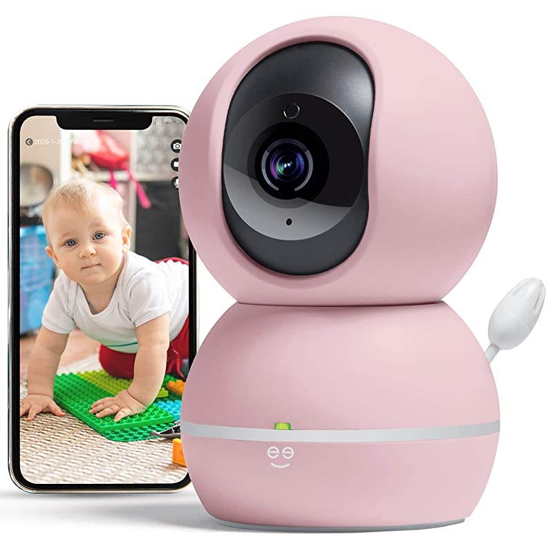 Smart Home Pet and Baby Monitor with Camera 1080p Wireless WiFi Camera with Motion and Sound Alert Pastel Pink
