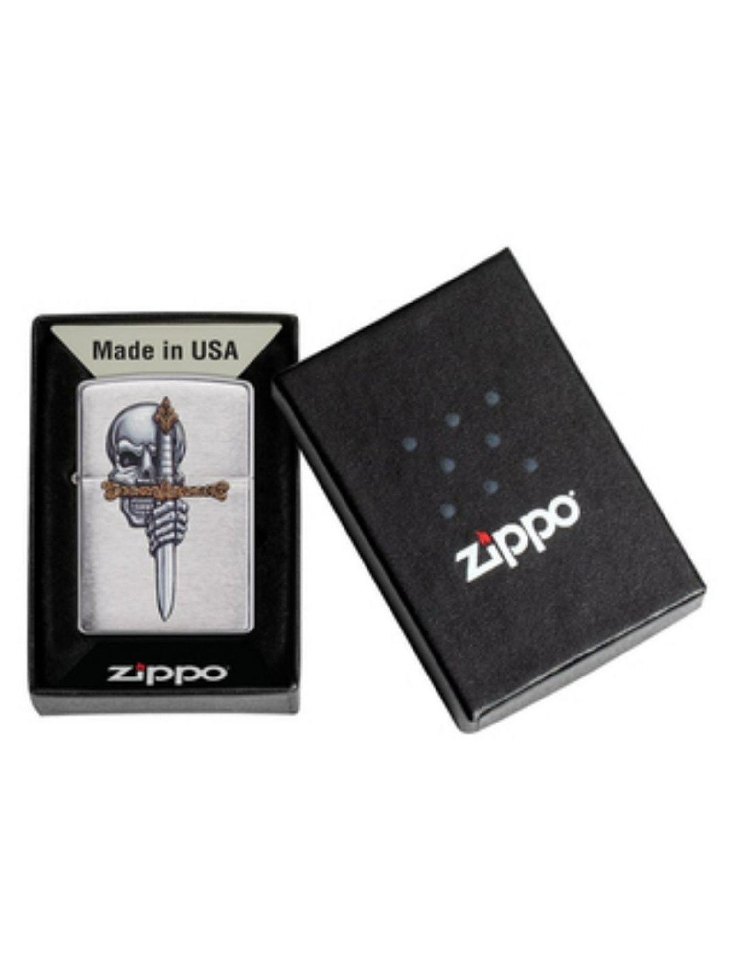 Zippo Silver Sword Skull Design Brass Pocket Lighter