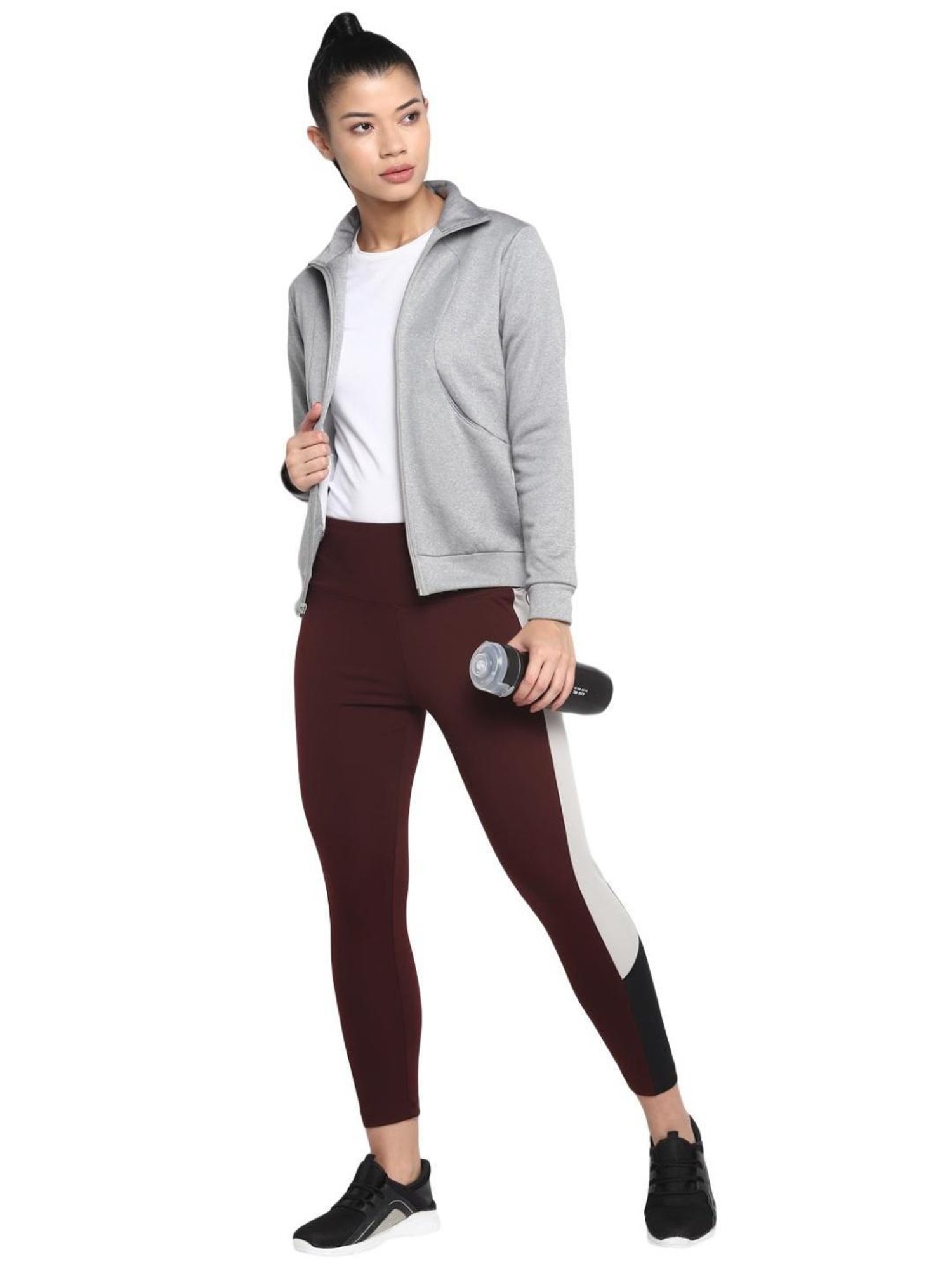 OFF LIMITS Maroon Color Blocked Tights