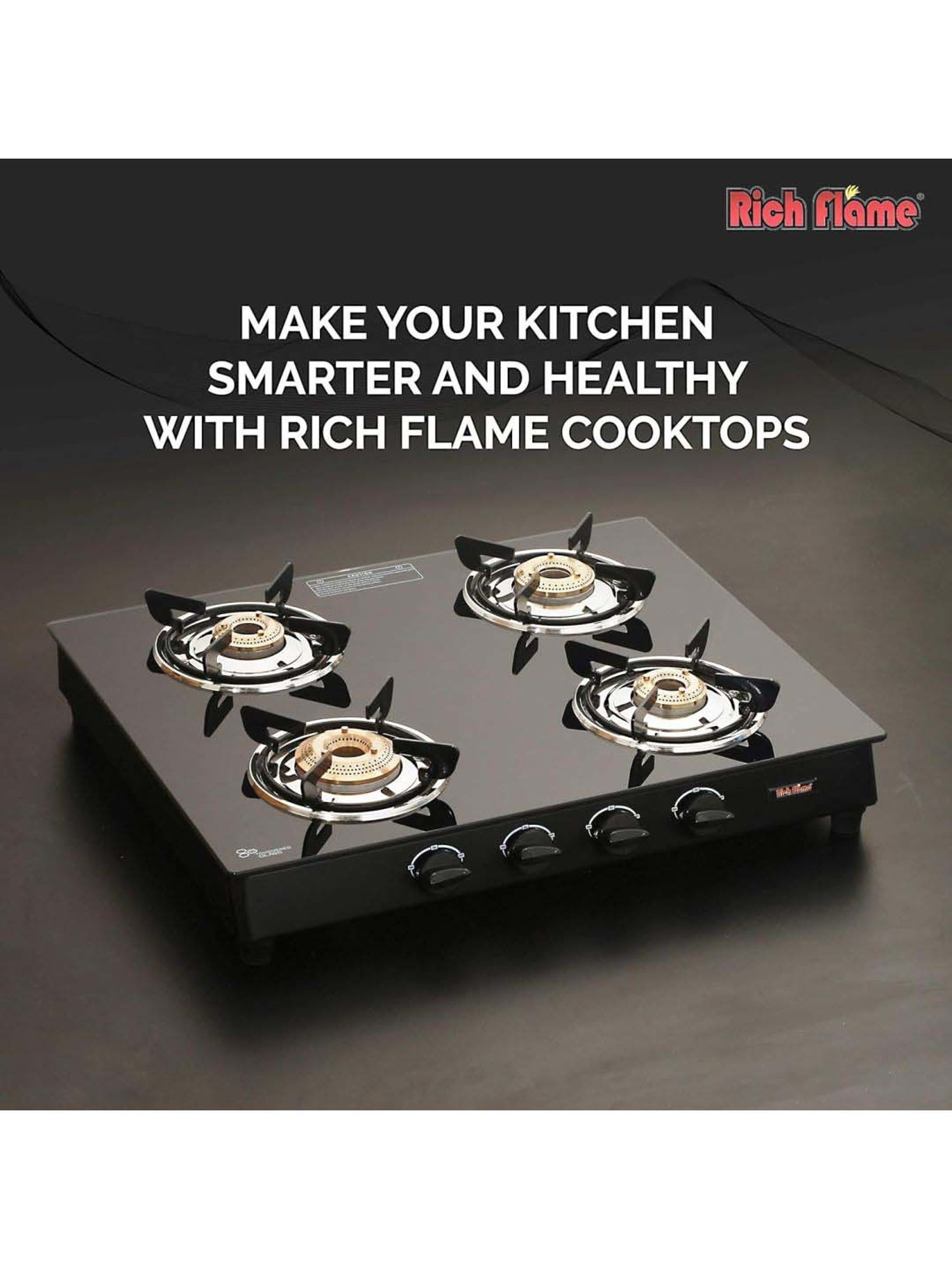 RICHFLAME Gas Stove with 4 burners ( Black )