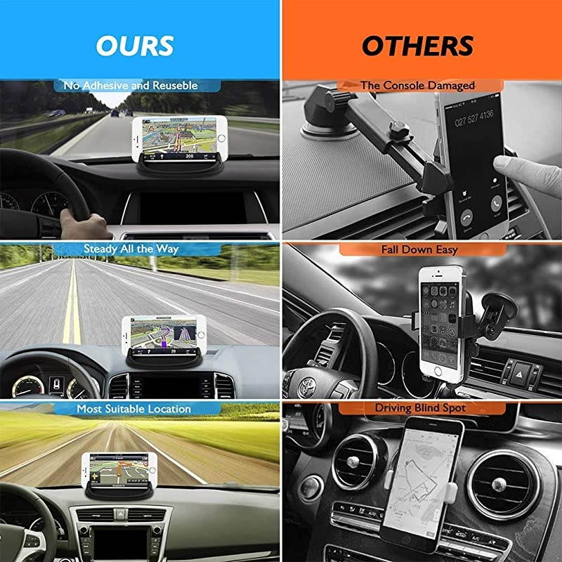 Phone Holder Phone Mount AntiSlip Silicone Pad for Dashboard Cell Phone Holder Phone Holder Desk Phone Stand Compatible with iPhone XRXSSamsung Galaxy Note 89S8S9GPS Devices