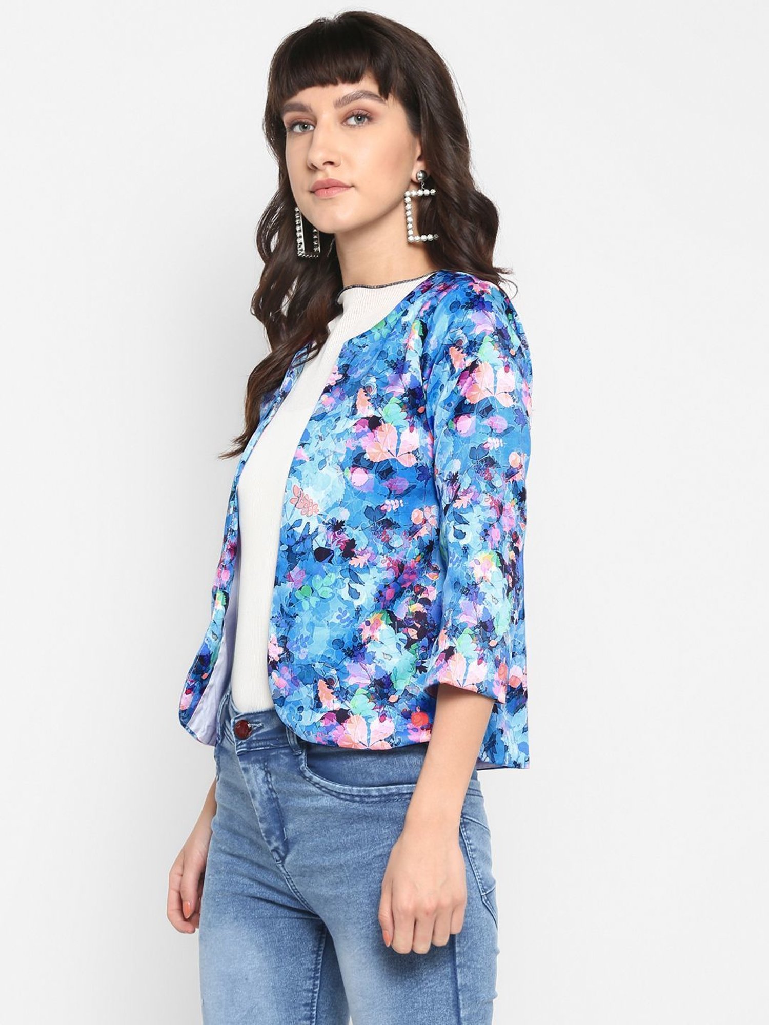 Hangup Blue Printed Shrug