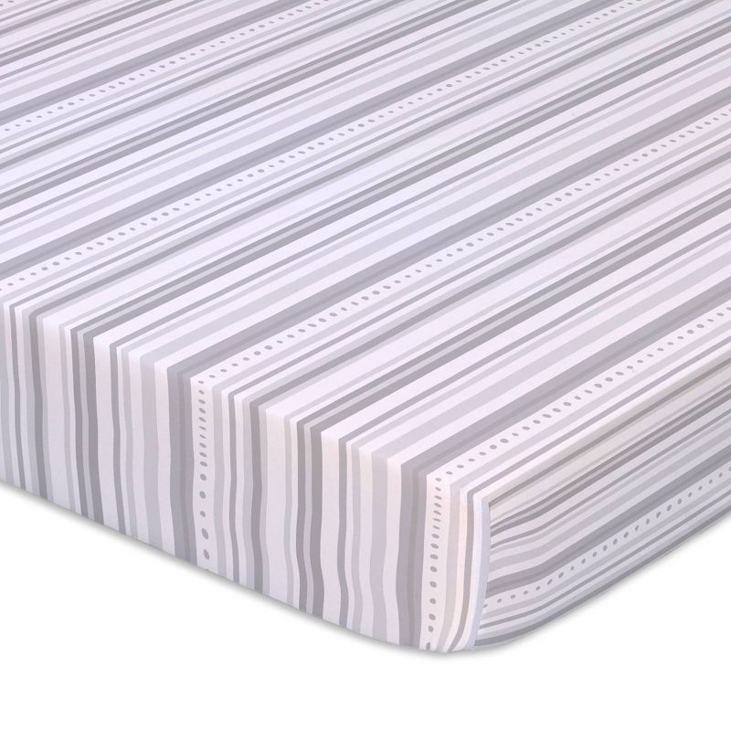 The Peanutshell Playard Sheets - Gray Elephants/Stripe 2pk