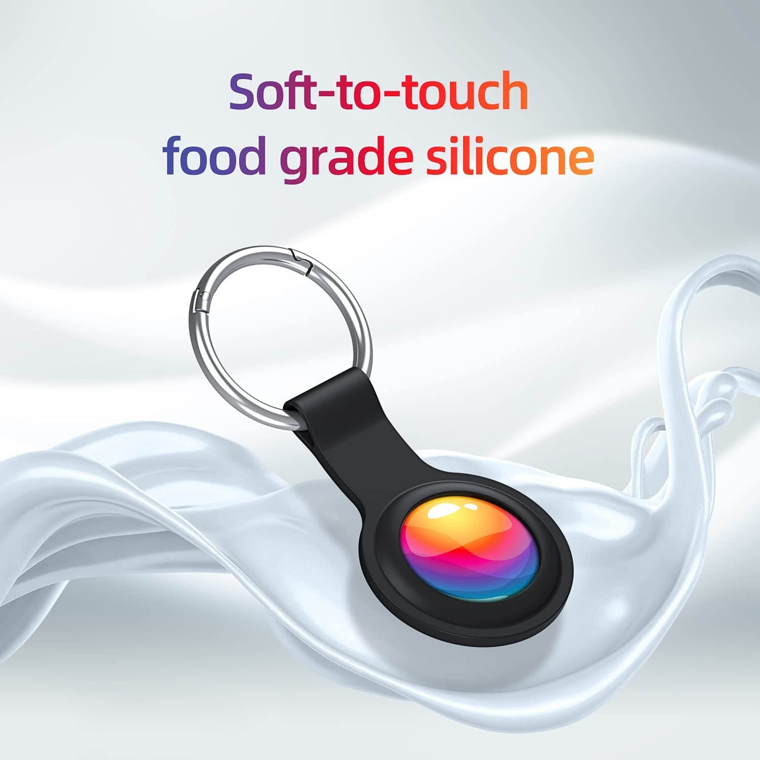 Clear Case for Apple Air Tag 2021 Car Keys Finder AirTags Full Body Protection Tracker AirTag Clip Small Keychain Ring Protector Mini Key Loop Holder Pets Dog Collar Tags Free Protective Film 1 Pack