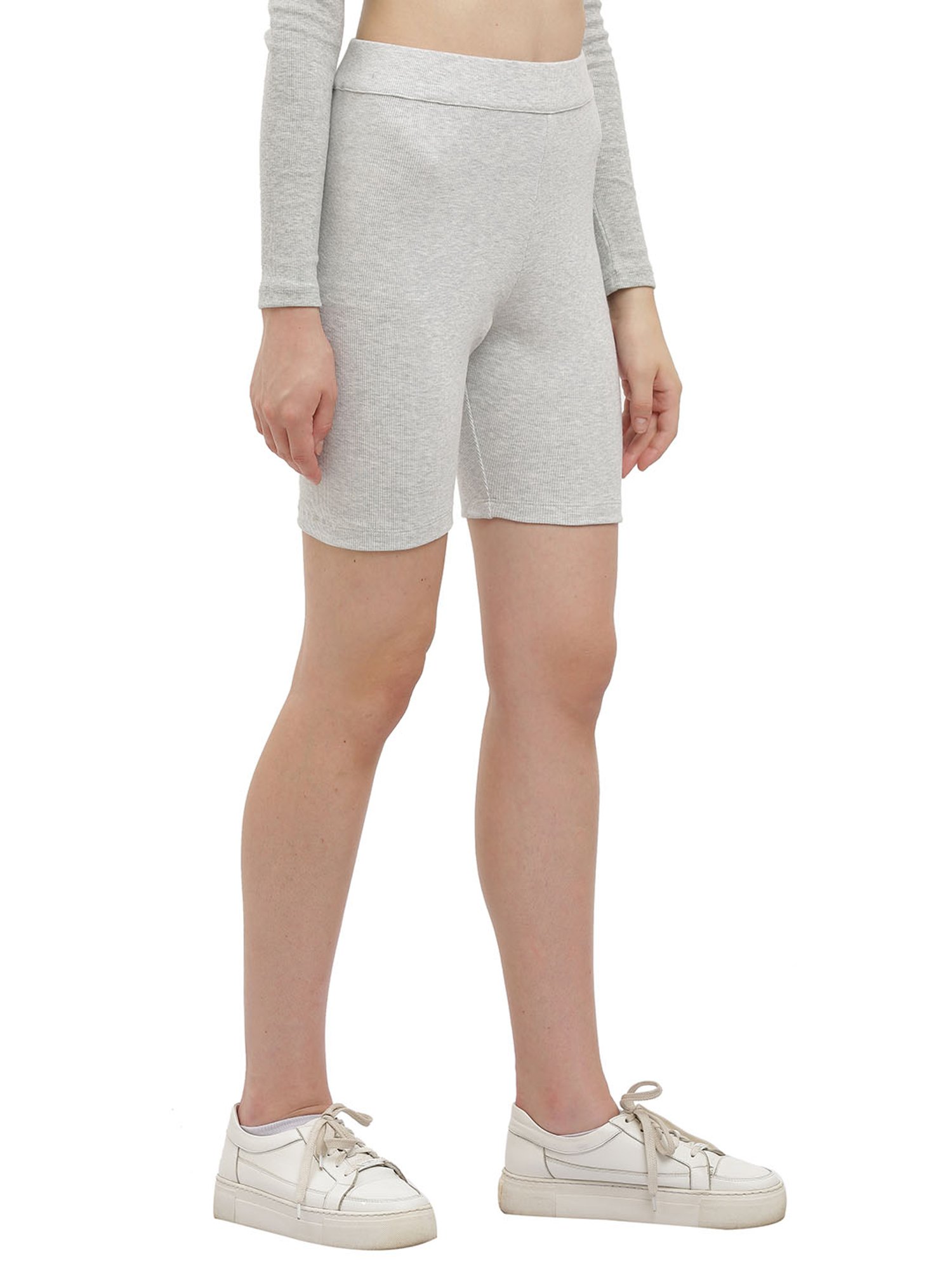 EVERDION Grey Textured Slim Fit Shorts