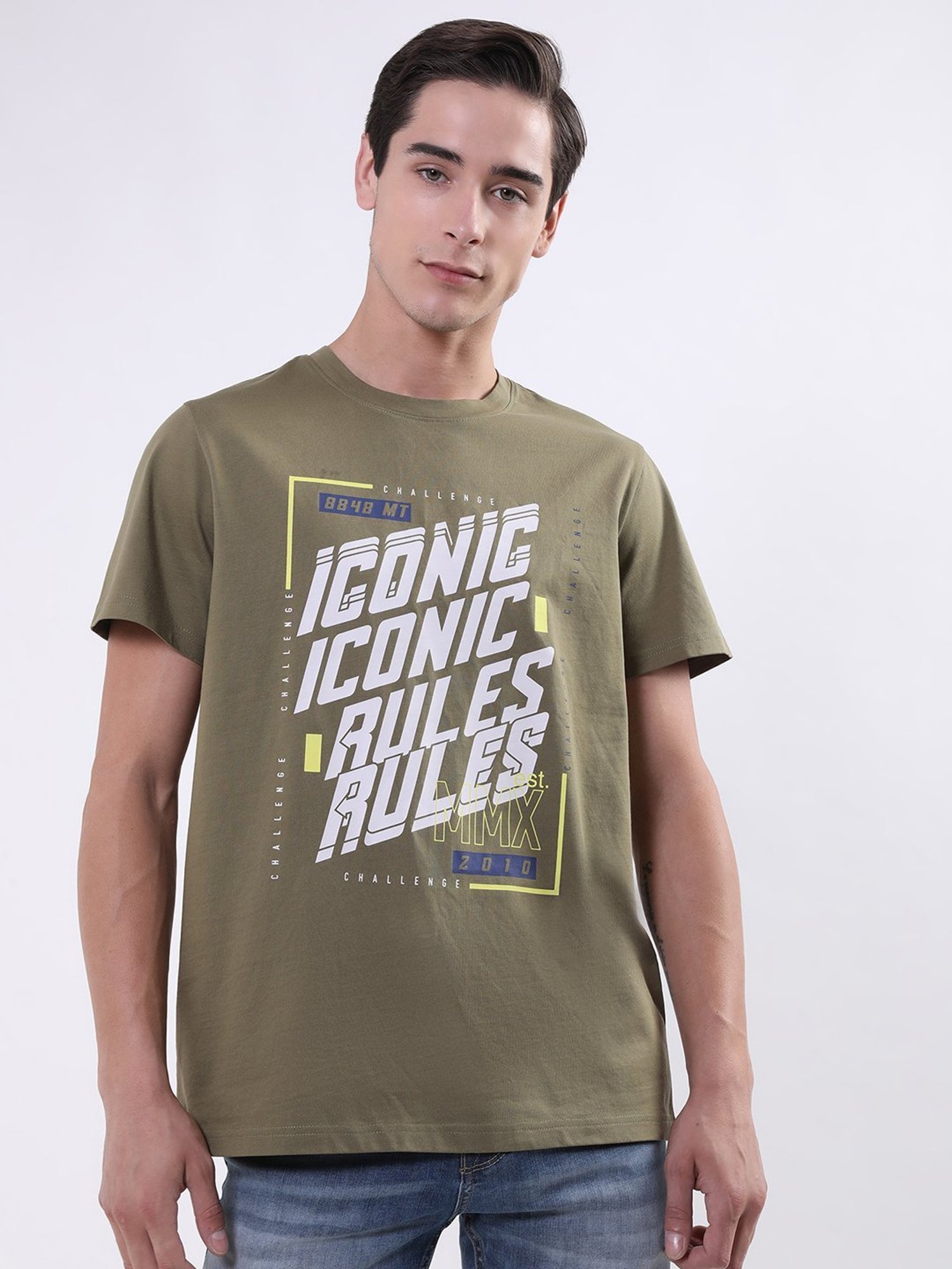 Iconic Men Printed Regular Fit Cotton T-shirt