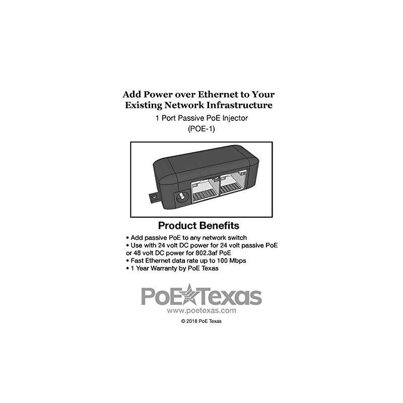 POE-1-48v15w | Single Port Injector for Power Over Ethernet with 15 Watts of Power at 48 Volts for 802.3af Devices | Passive Always On Power (10/100 Mbps)