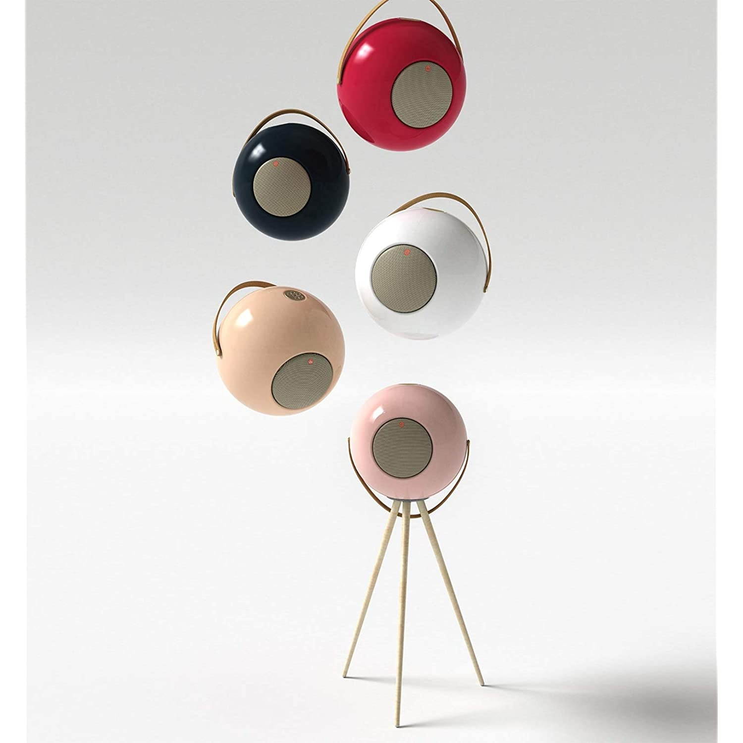 Ivation EUPHO E3 Bluetooth Spherical Wireless Indoor/Outdoor Speaker (White) with Solid Removable Wooden Legs