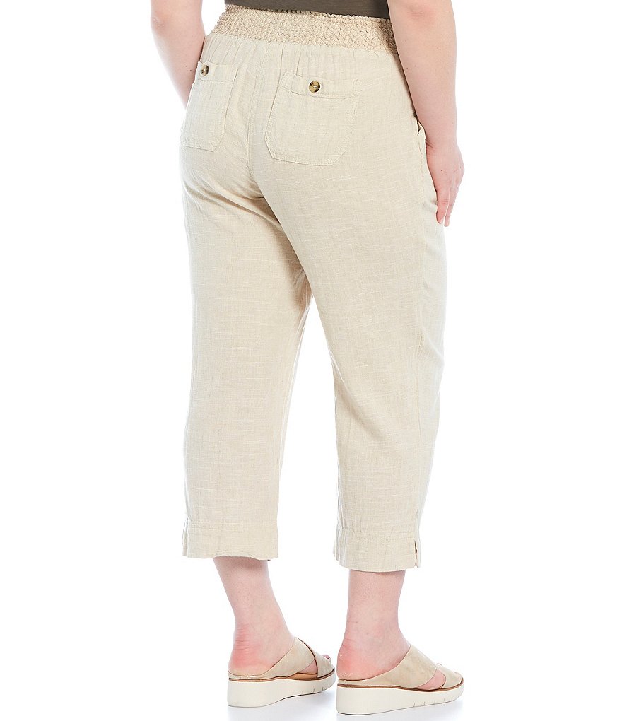 Westbound Plus Size Wide Leg Linen Capri Pants