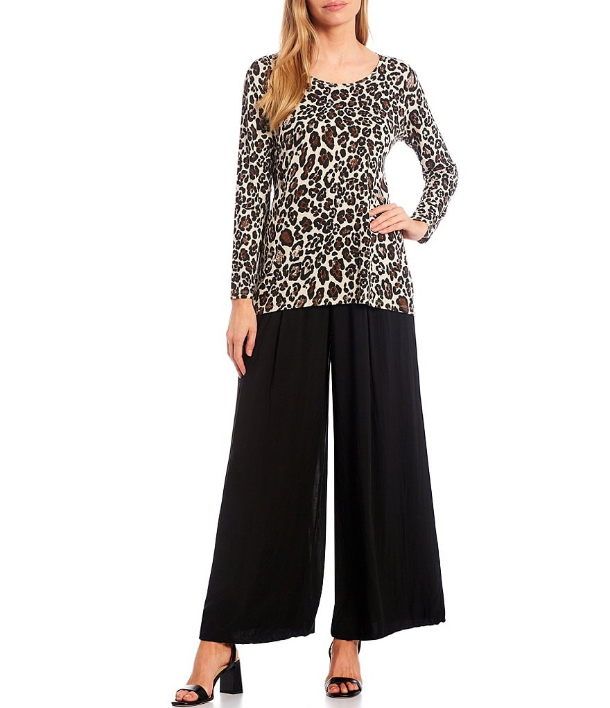 M Made in Italy Long Sleeve Jewel Neck Knit Top