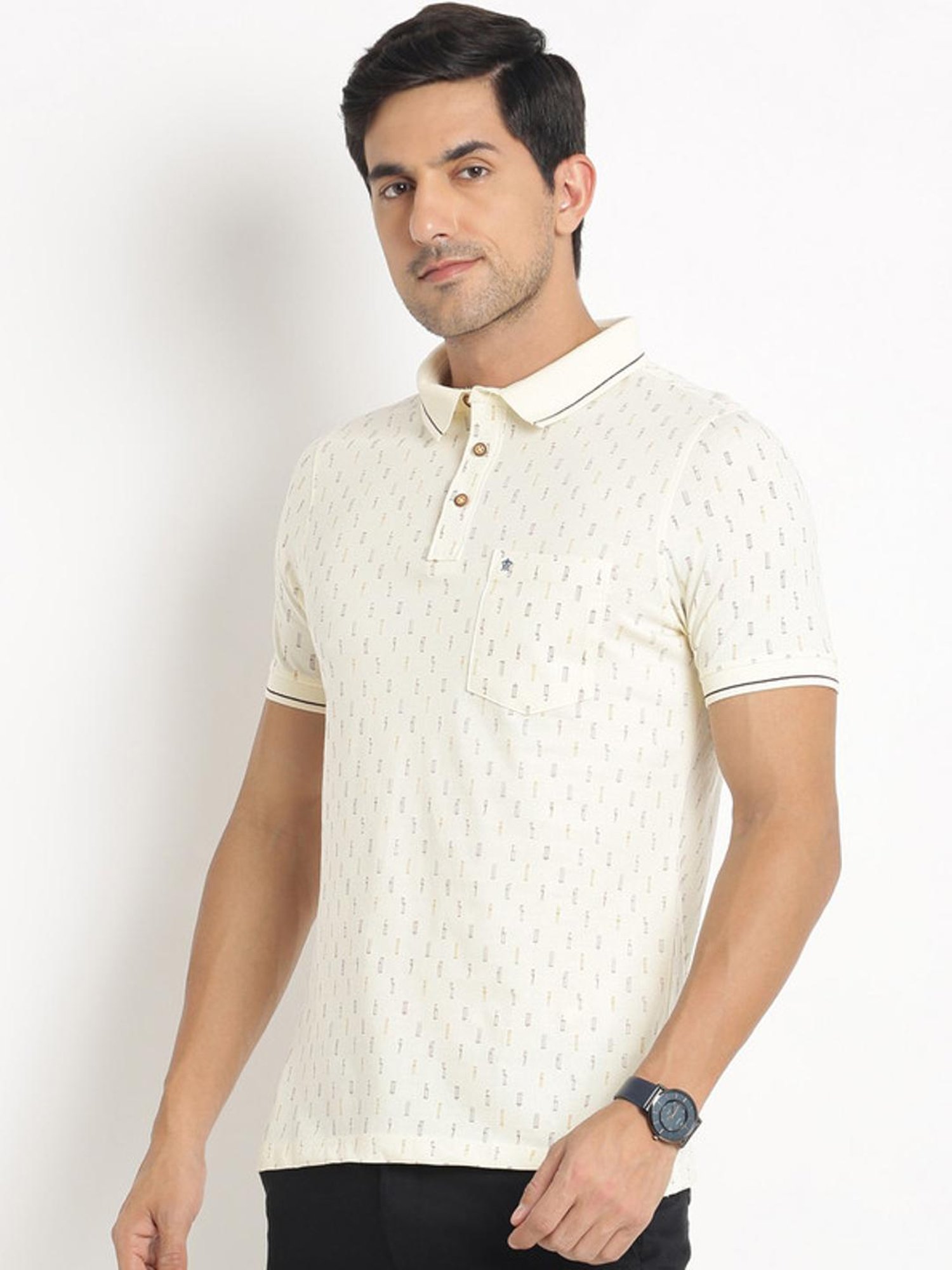 Turtle Yellow Slim Fit Printed Polo T-Shirts