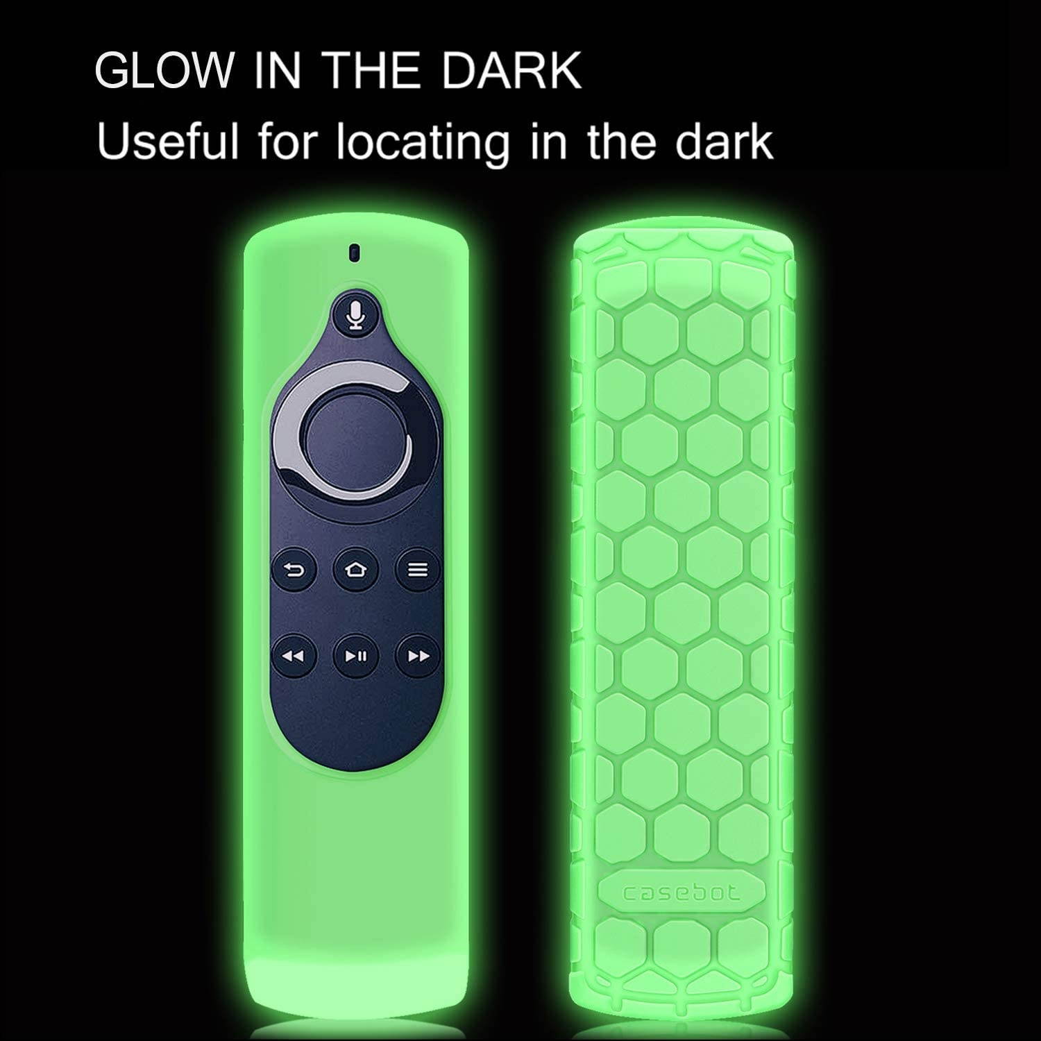 Fintie Silicone Case for 2nd Gen Fire TV Stick with 1st Gen Alexa Voice Remote, Compatible with Echo/Echo Dot Alexa Voice Remote - Honey Comb Series [Anti Slip] Shockproof Cover, Green-Glow