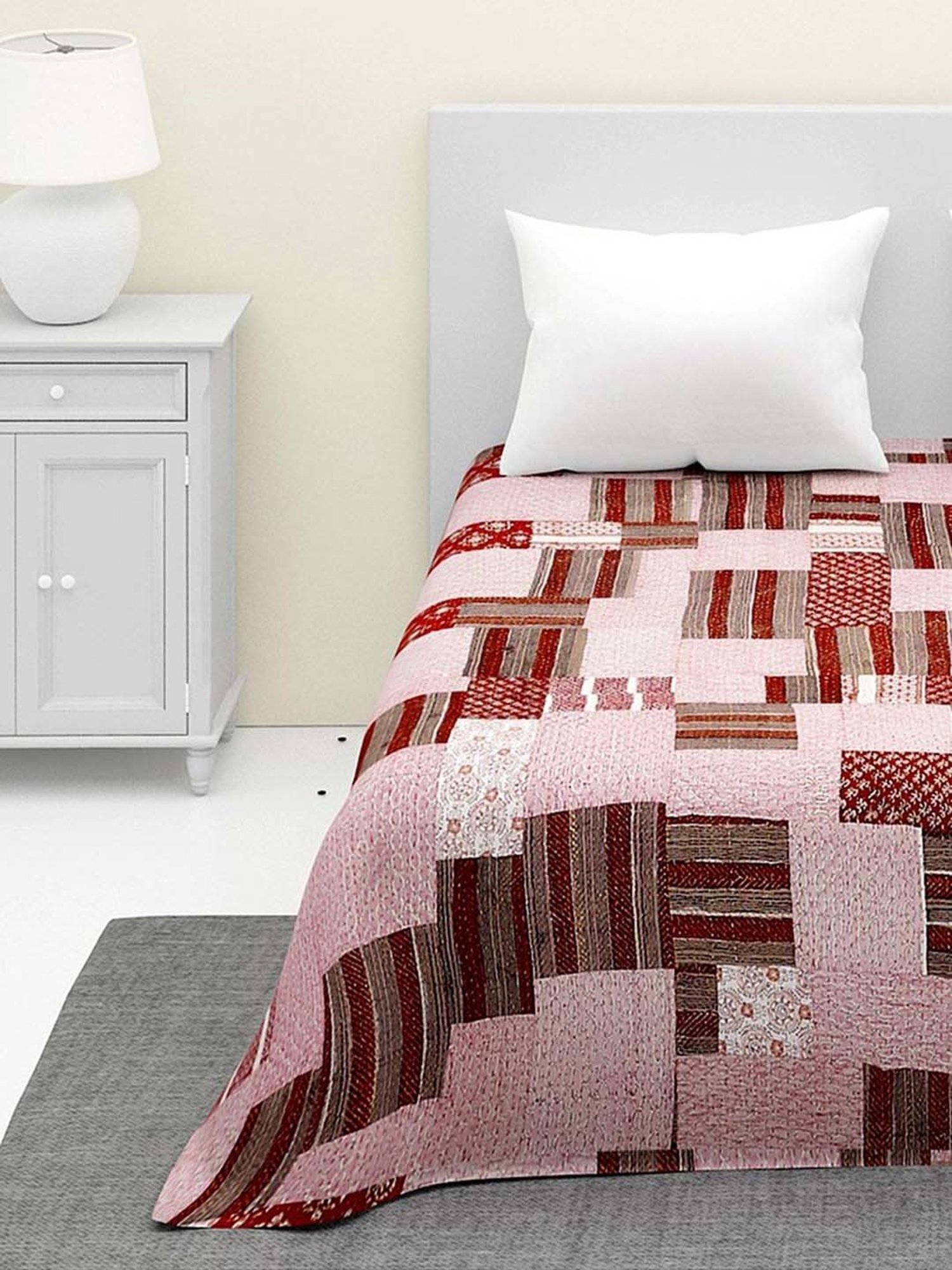 Fabindia Red Cotton Bedsheet - Set of 1