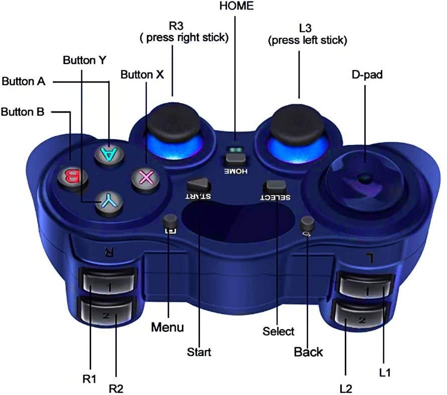 USB Wireless Gaming Controller Gamepad for PC/Laptop Computer(Windows XP/7/8/10) & PS3 & Android & Steam (Blue)