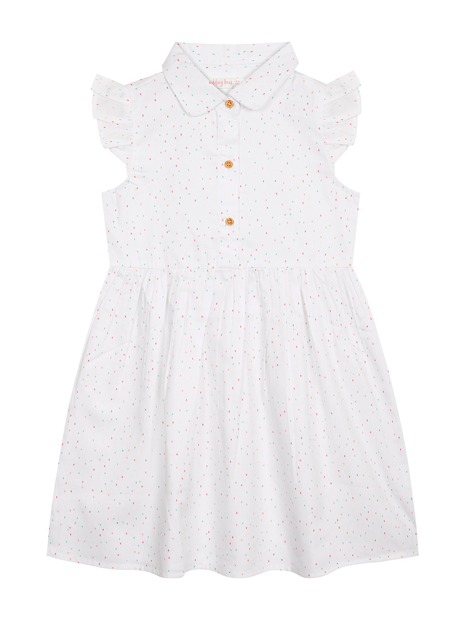 Budding Bees Kids White Printed Dress