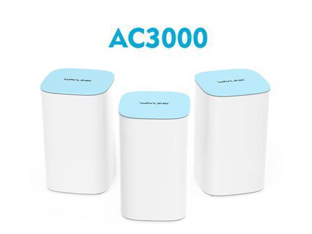 Wavlink AC3000 Tri-Band Whole Home Mesh WiFi System with MU-MIMO, Replace Wi-Fi Router and Range Extenders, Coverage Up to 6,000-7500sq. ft, Parental Controls, 3xGigabit ports, Plug and Play, 2-Pack