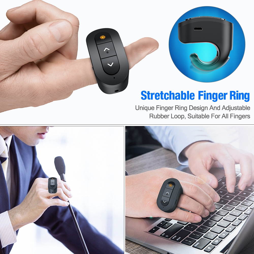 For Bluetooth Presentation Remote Powerpint Clicker RF 2.4 GHz Dual Modes USB Wireless Presenter Presentation Clicker Slide Advancer for Mac/Keynote/PC/PPT