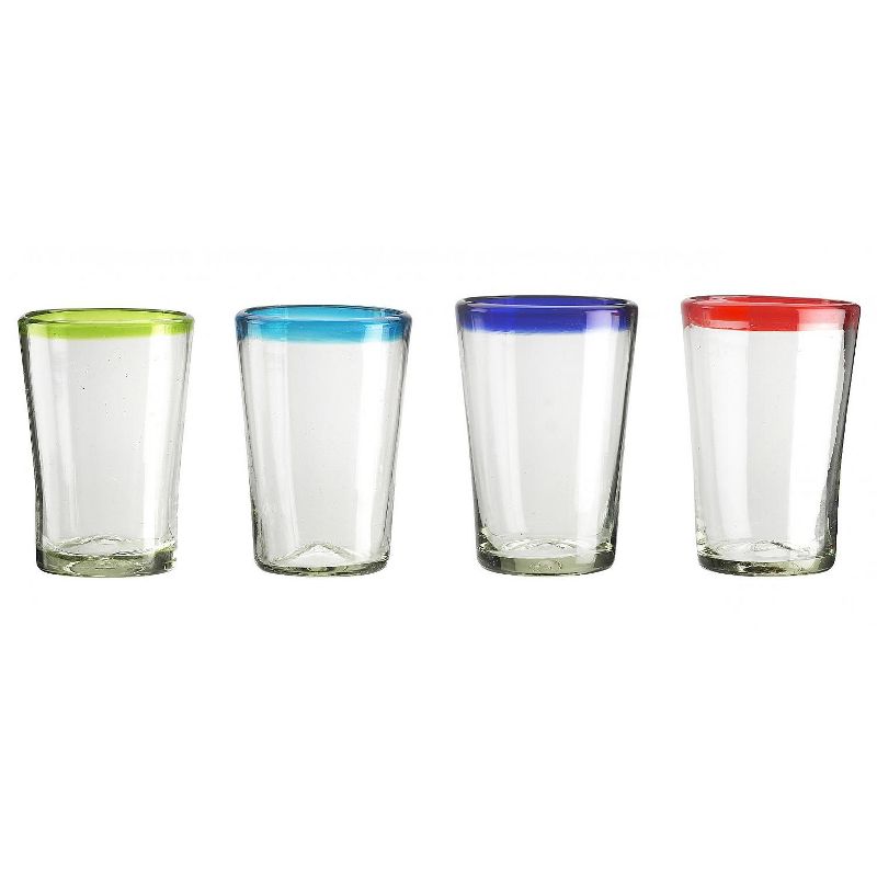 Amici Home Authentic Mexican Handmade Baja Hiball Glass, 19oz, Assorted Set of 4