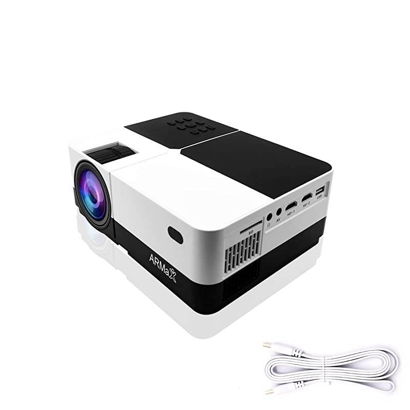 LED Movie ProjectorMultimedia Home Theater Projector Support 1080P with Free HDMI Cable 360&deg; Speaker Black and White Support 1080p