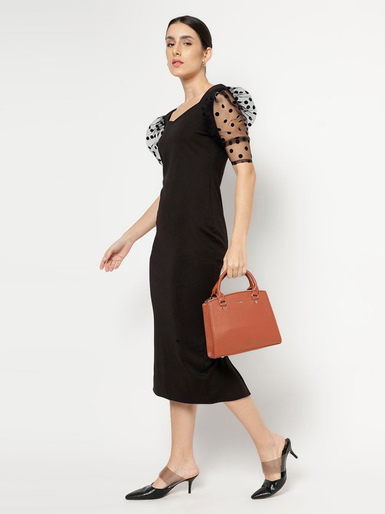 Tyra Calla Tan Solid Faux Leather Handbag