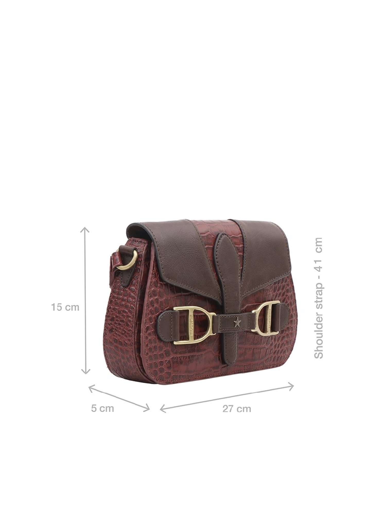 Hidesign WILD WEST  Red & Brown Textured Medium Sling Handbag