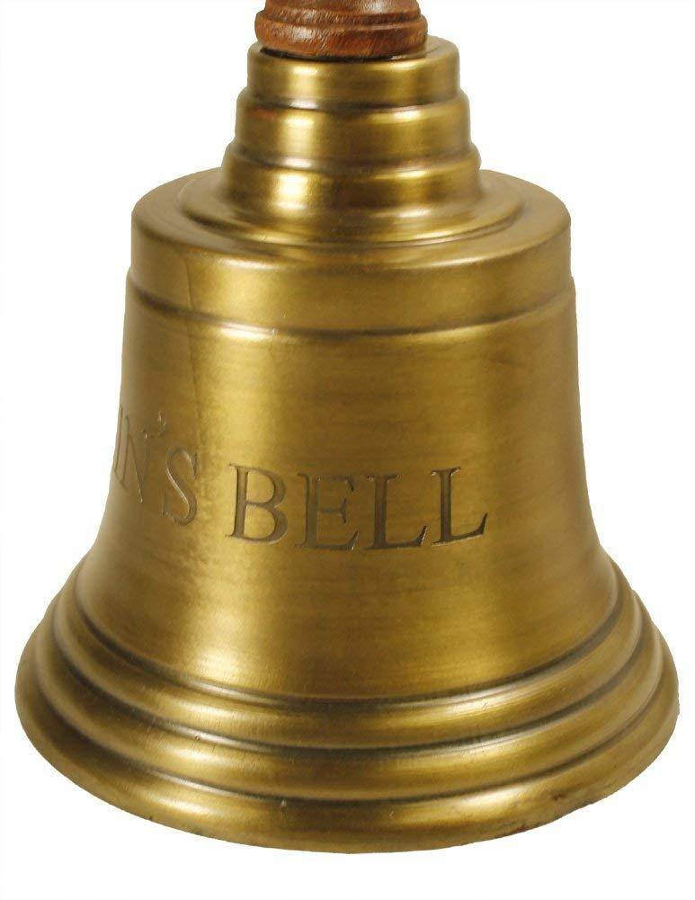 14" Handheld Captains Bell with Brushed Antique Finish and Engraving
