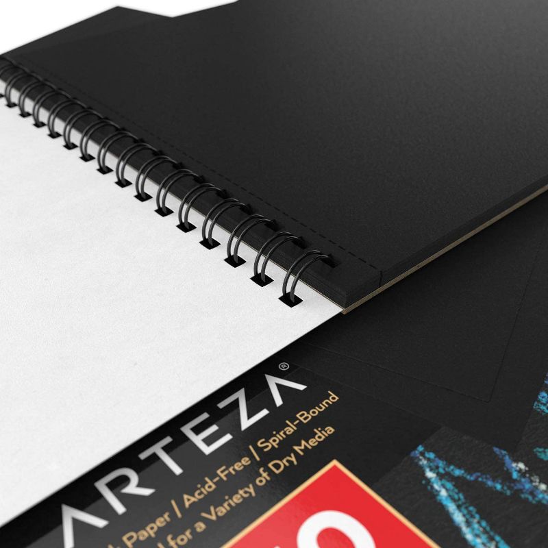 Arteza Black Paper Sketch Pad, 9"x12", 30 Sheets - 2 Pack (ARTZ-8377)