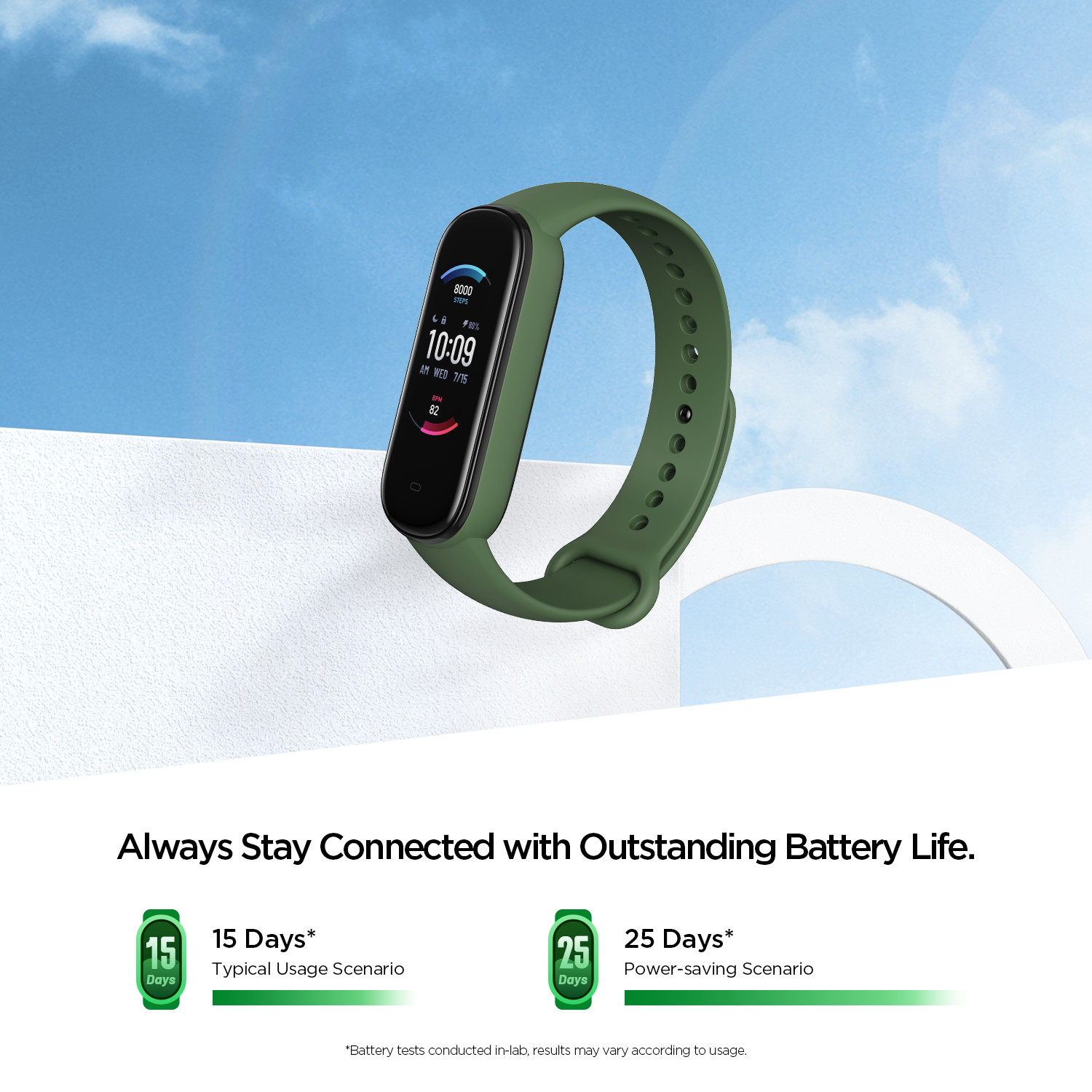Amazfit Band 5: 15-Day Battery Life - Fitness Tracker - Blood Oxygen, Heart Rate, Sleep Monitoring - Alexa Built-in - Music Control - Water Resistant, Olive