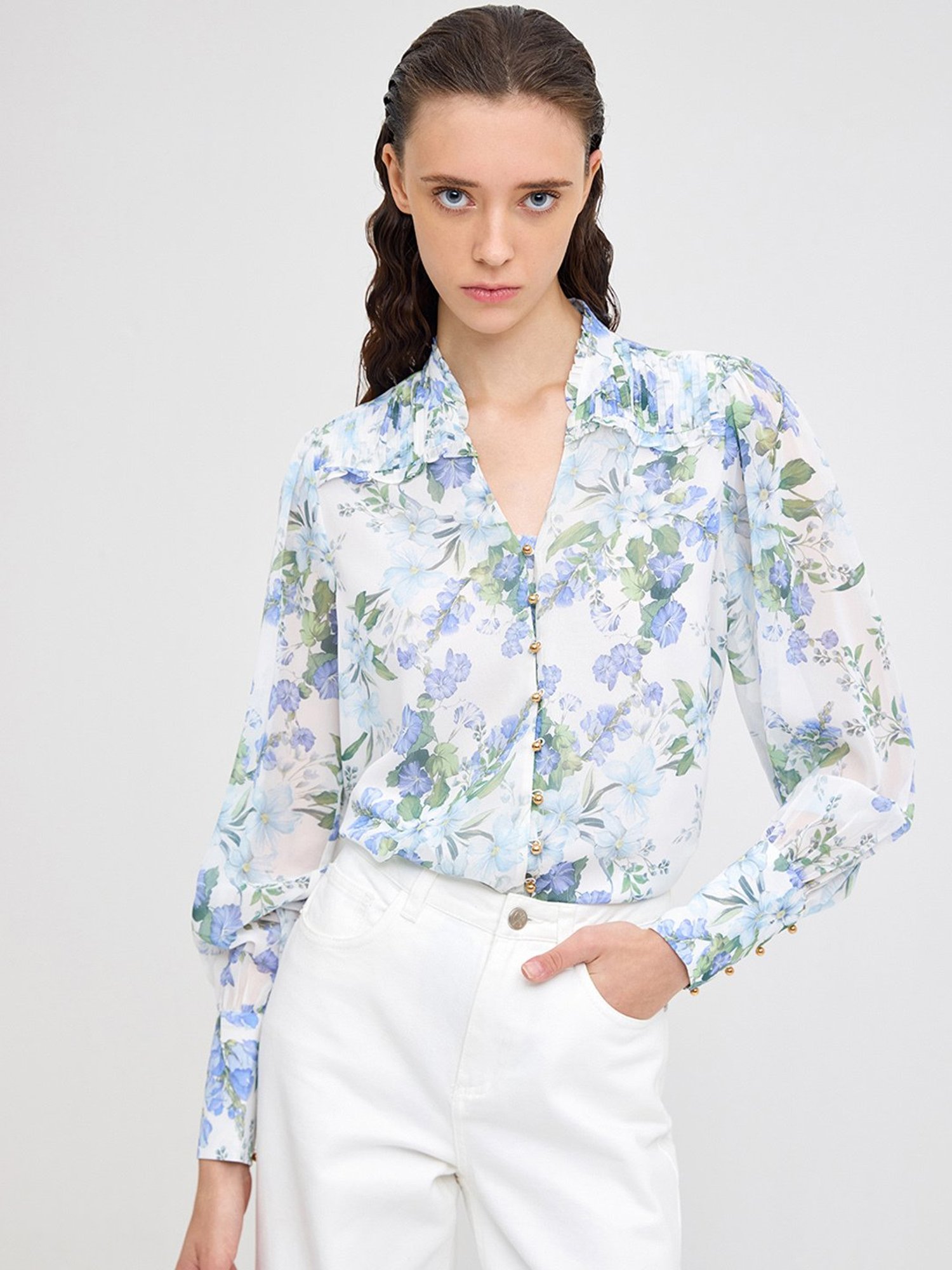 Cover Story Off White Floral Print Top
