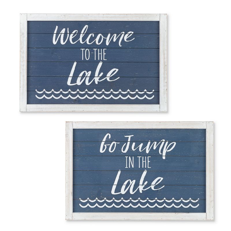 Lone Elm Studios Set of 2 23.63-inch Long Wooden Lake Themed Signs