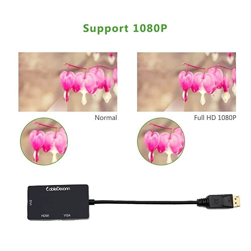 MultiFunction Displayport Dp to HDMIDVIVGA Male to Female 3in1 Adapter Converter Cable