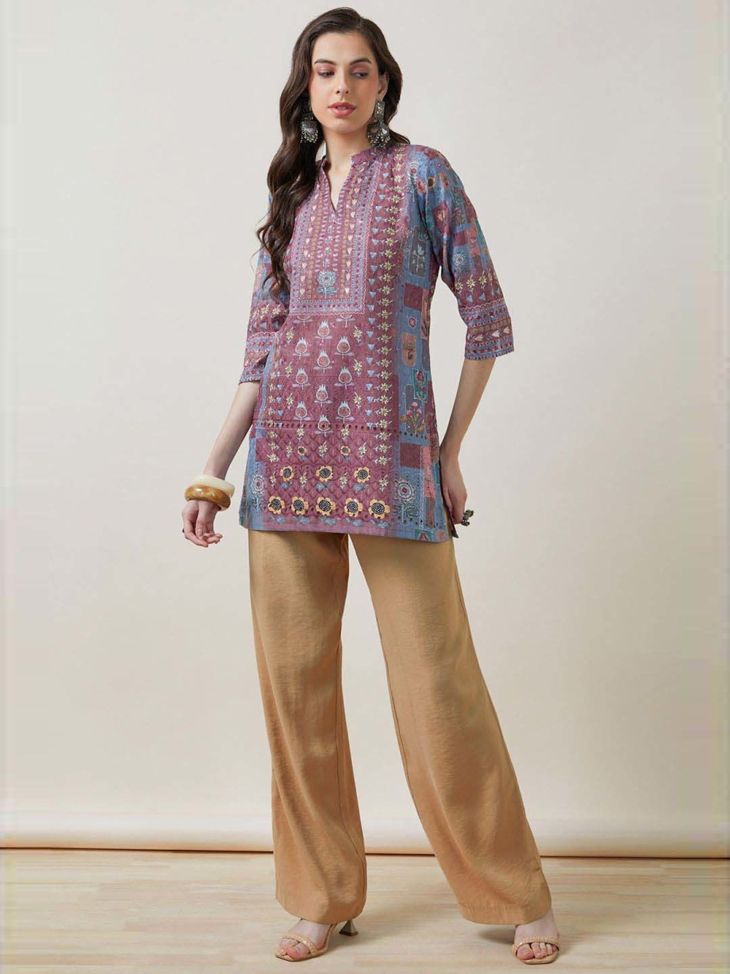 Soch Blue & Pink Embroidered Tunic