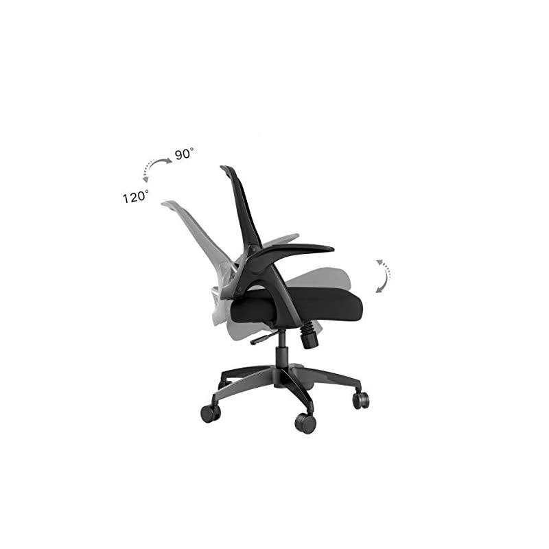 Office Task Desk Chair Swivel Home Comfort Chairs with Flip-up Arms and Adjustable Height, Black