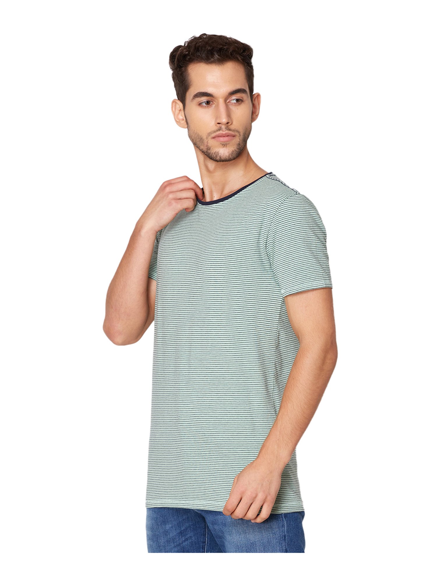 Lindbergh Green Striped T-Shirt