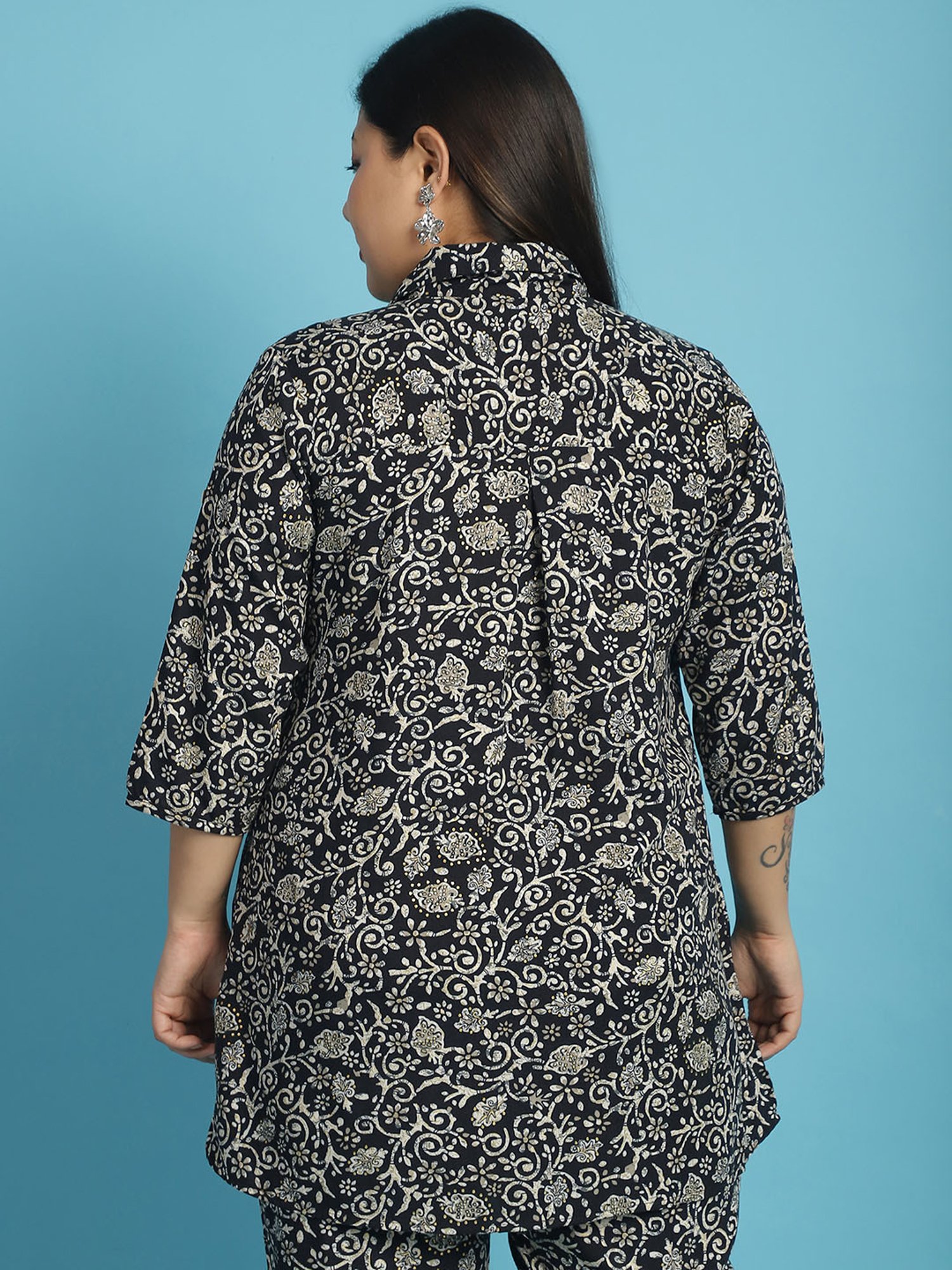 theRebelinme Black Floral Print Shirt