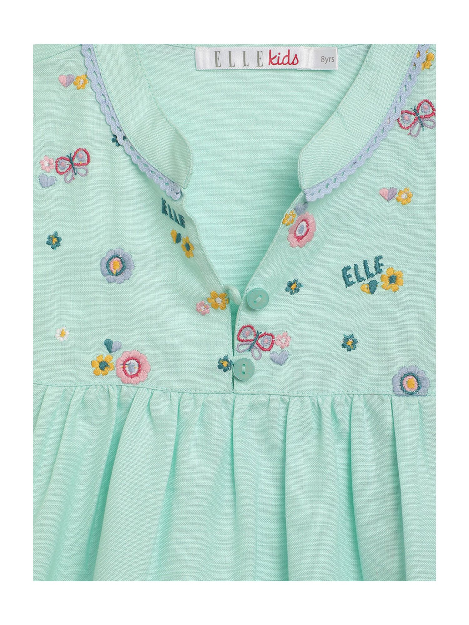 Elle Kids Green Embroidered Dress