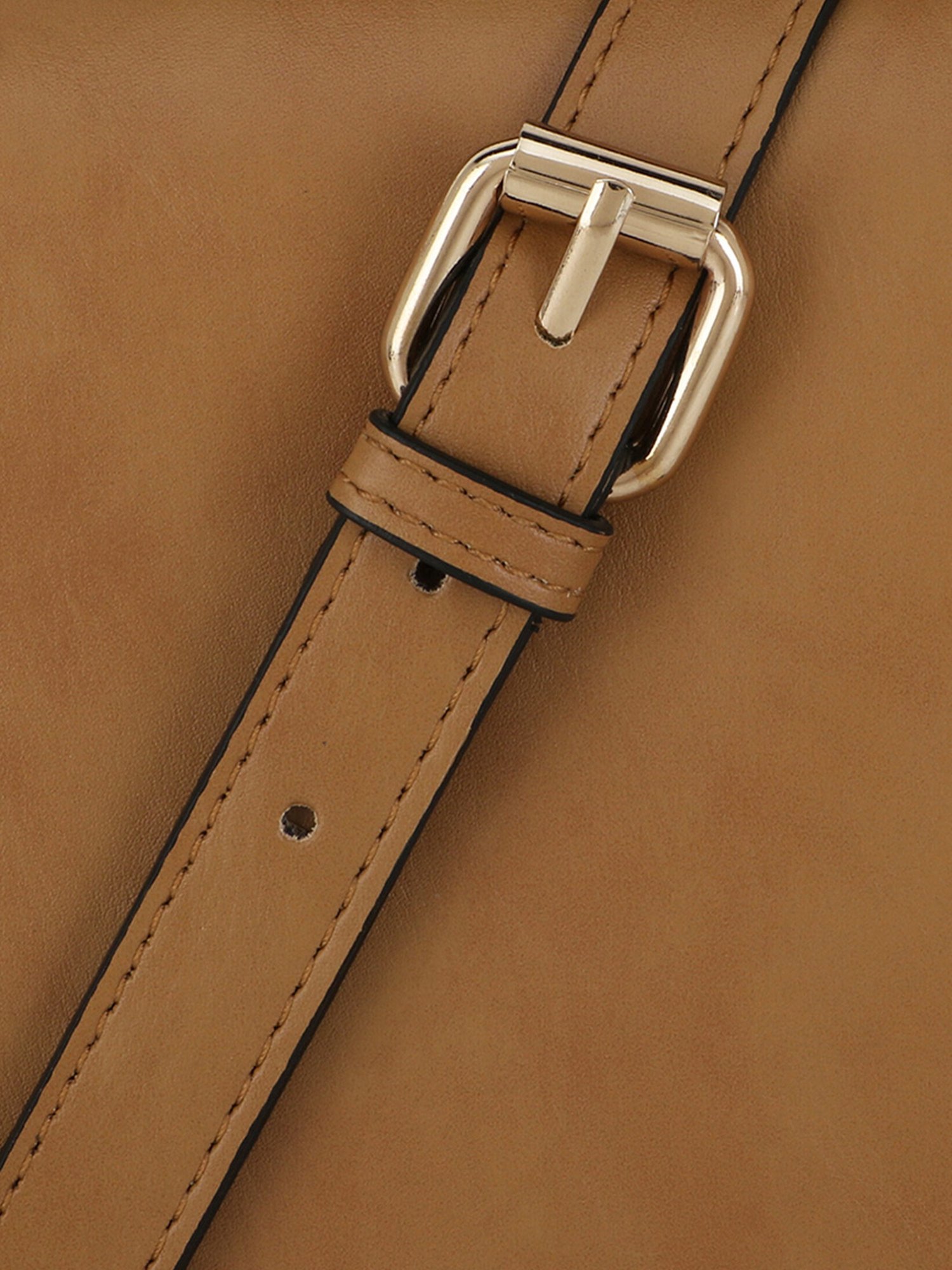 Spice Art Tan Solid Medium Saddle Cross Body Bag