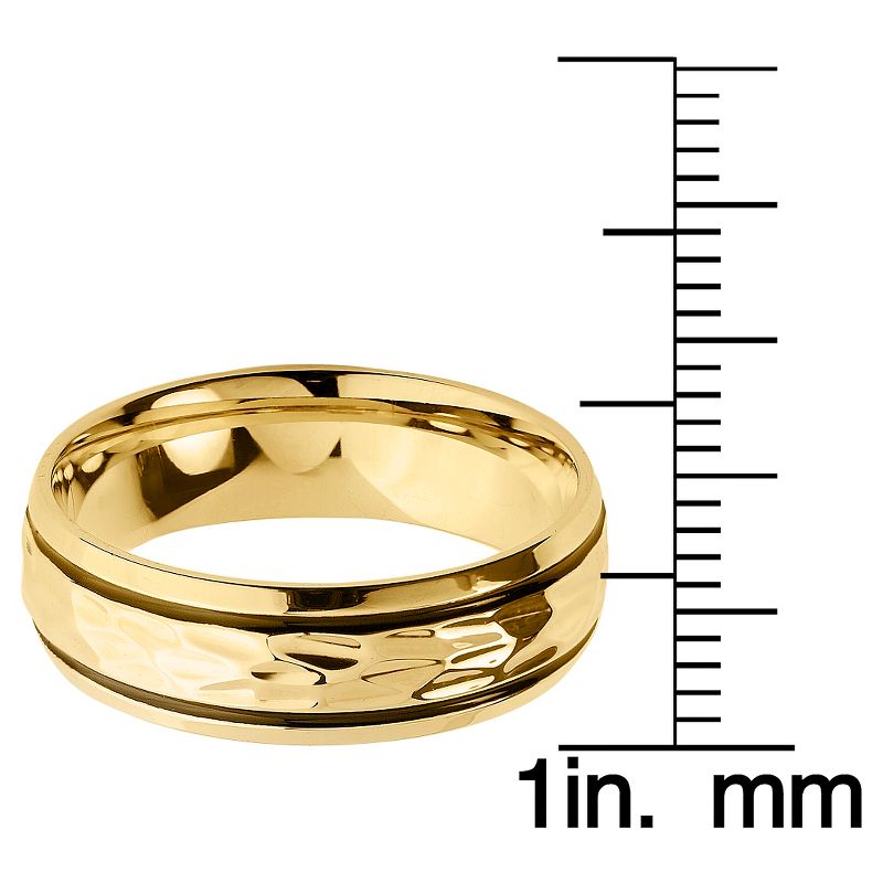 Men's West Coast Jewelry Goldtone Stainless Steel Groove Hammered Ring (8)