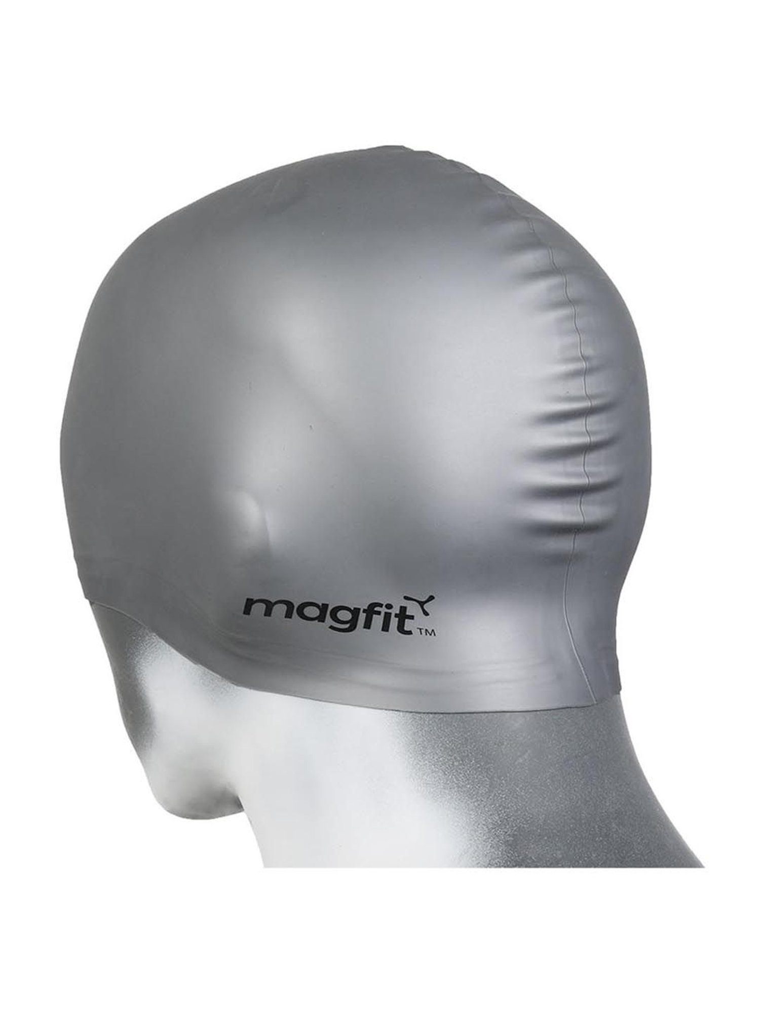 MagFit Silver Plain Silicone Swimming Cap