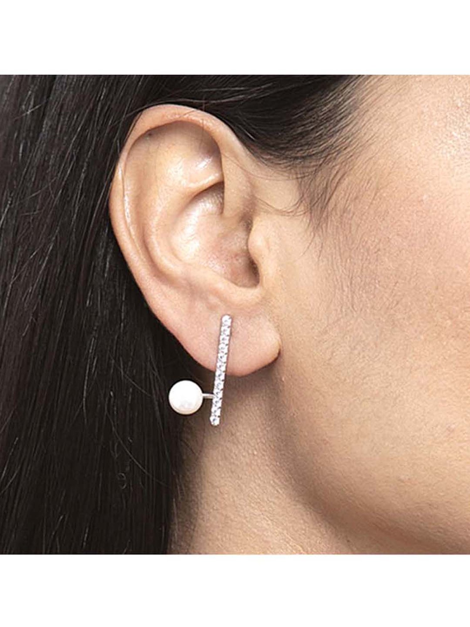 Clara 92.5 Sterling Silver Rhodium-Plated Swiss Zirconia Ichika Earrings