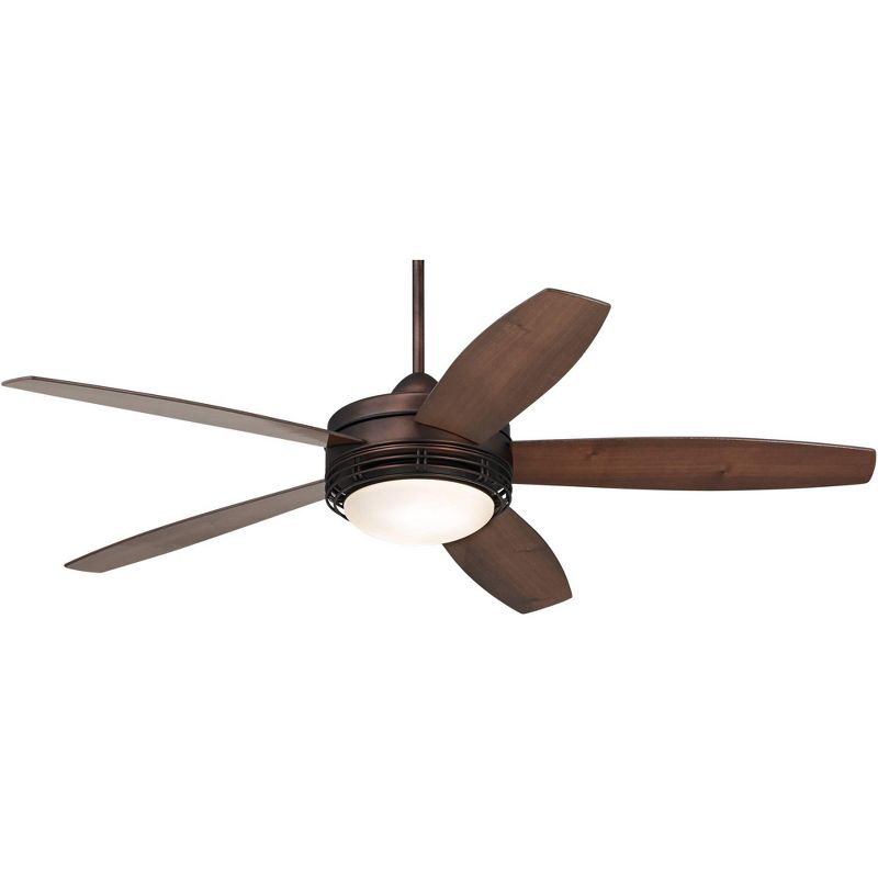 60" Casa Vieja Modern Outdoor Ceiling Fan with Light LED Remote Oil Brushed Bronze Reversible Blades Damp Rated for Patio Porch