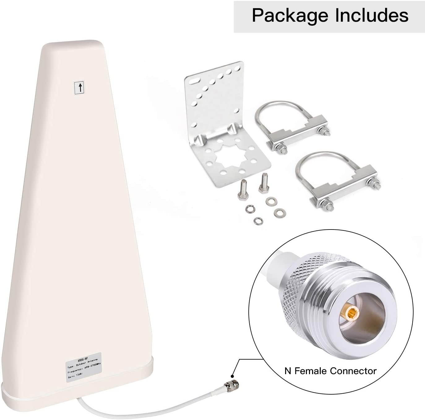 XRDS-RF 12 dBi Wideband Directional Antenna High Gain 3G/4G/5G/LTE/Wi-Fi Universal Fixed Mount Outdoor High Gain LTE Antenna (698-5800 MHz)