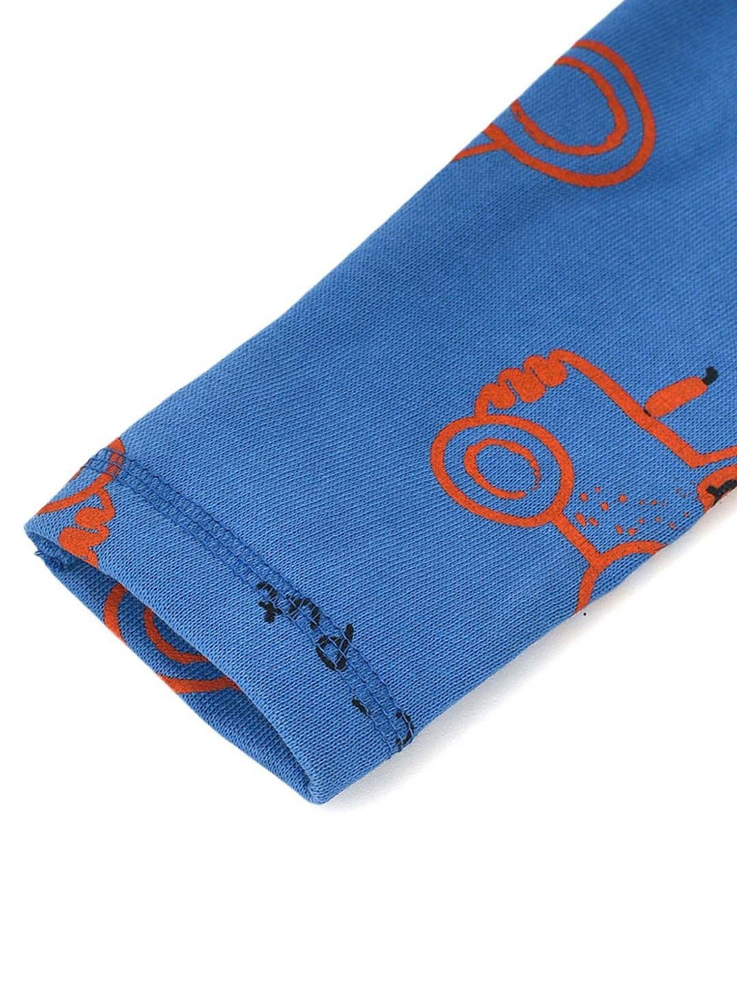 MiArcus Kids Blue & Red Cotton Printed Full Sleeves Sweatshirt Set