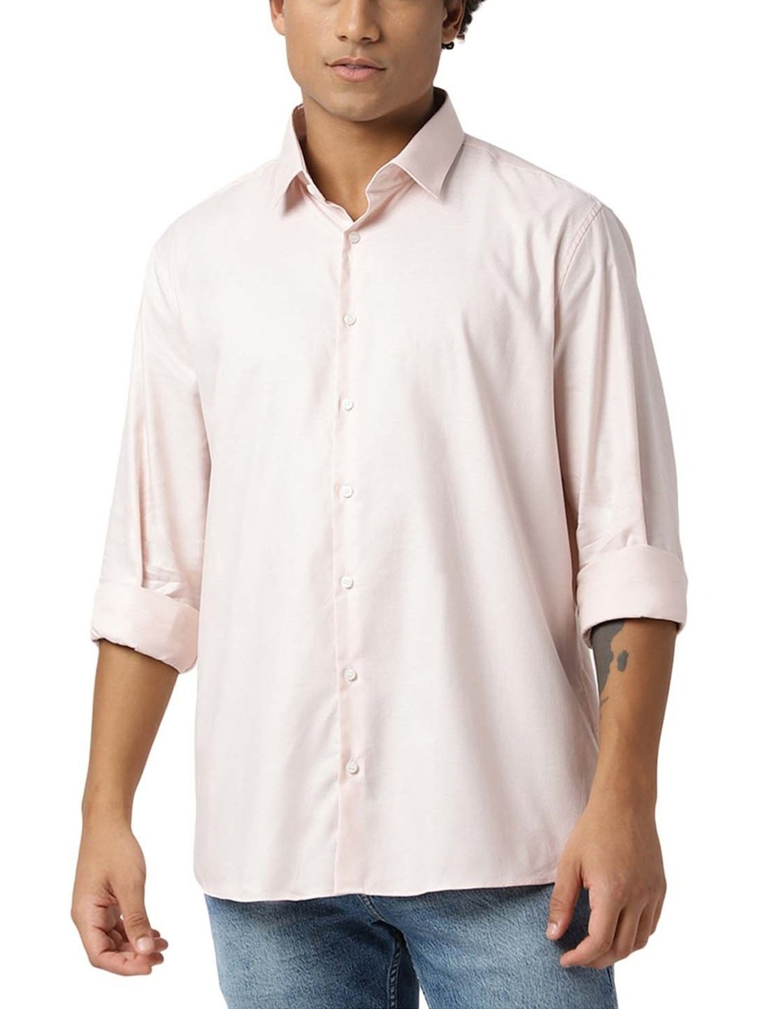 Calvin Klein Jeans Pink Bloom Self Slim Fit Shirt