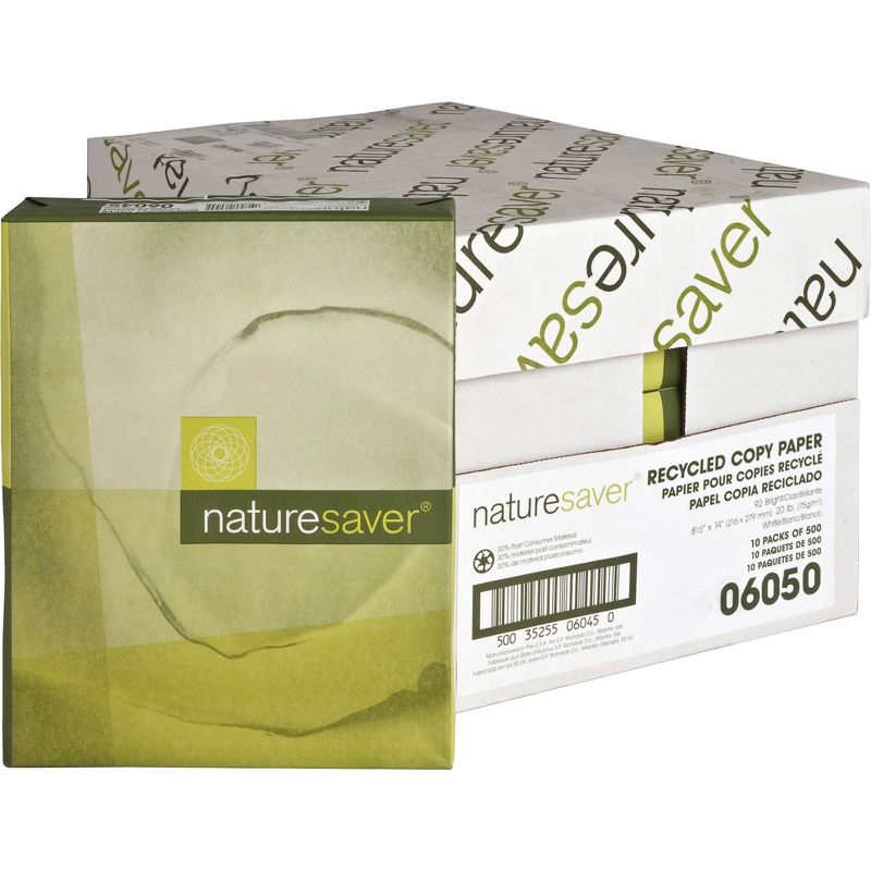 Nature Saver Recycled Paper 92 GE/102 ISO 20 lb. 8-1/2"x14" 10 RM/CT WE 06050