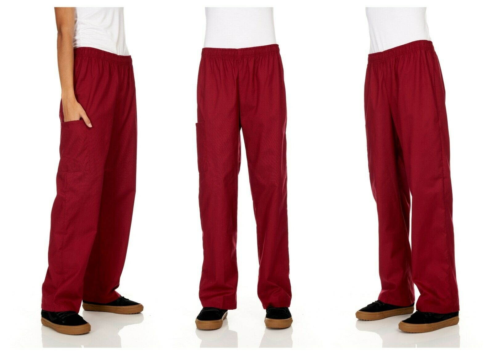 Unisex Medical Nursing Solid Scrubs Pants With Pockets Uniform Bottoms Plus Size