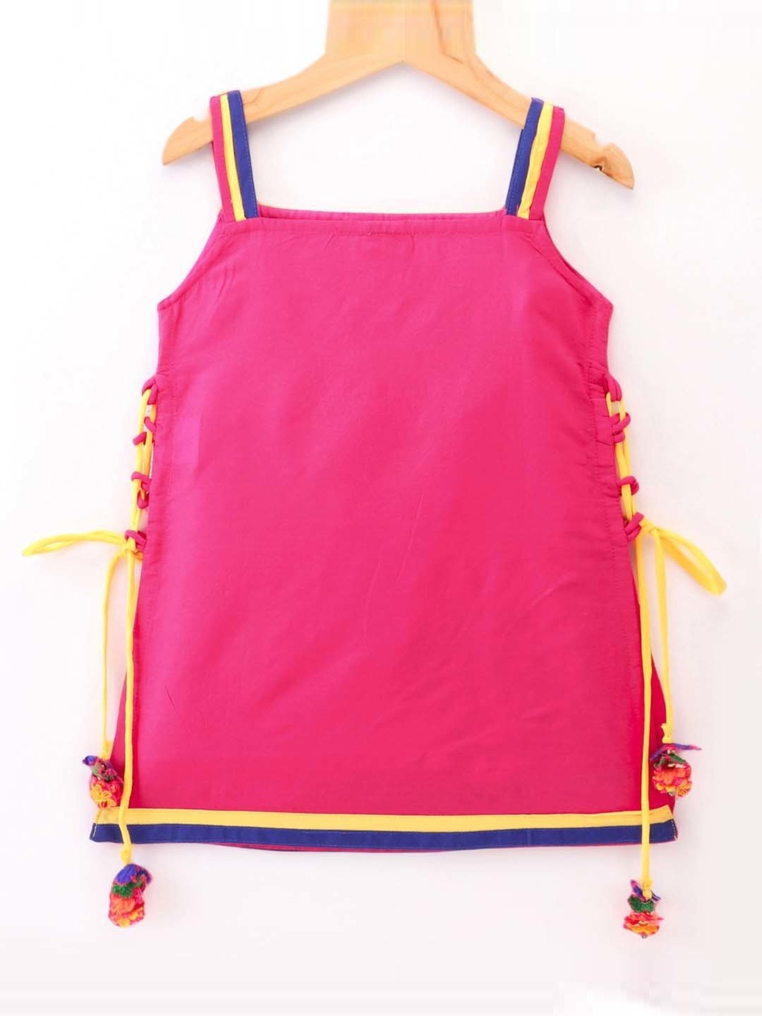 TWISHA Kids Pink & Yellow Embroidered Top Set