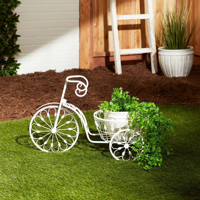 11.2" Indoor/Outdoor Iron Bicycle Planter White - Zings & Thingz